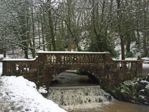 Sunnyhurst Wood bridge with waterfall