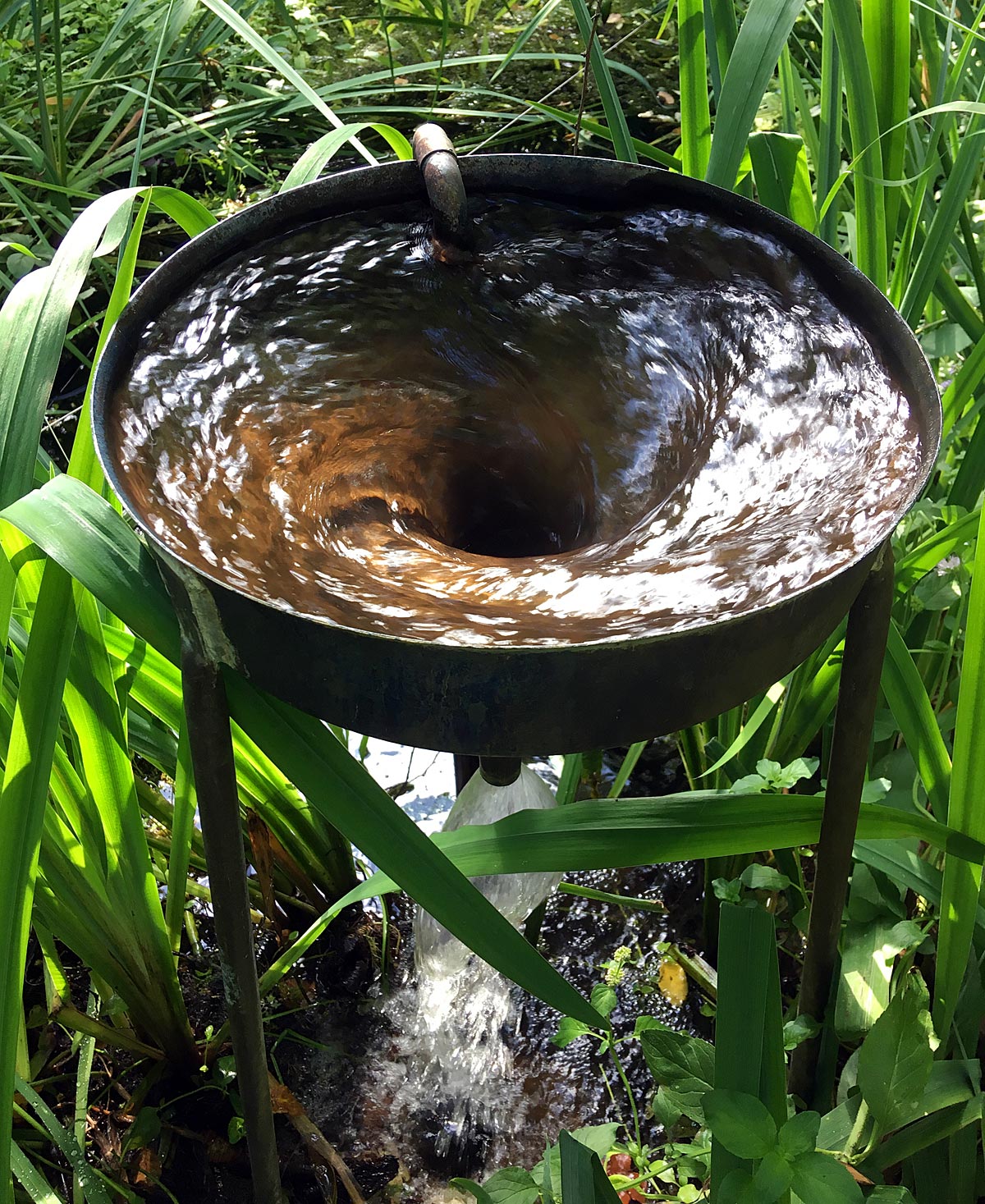 Copper funnel water feature – Susan Rushton