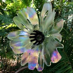 Iridescent poppy art glass