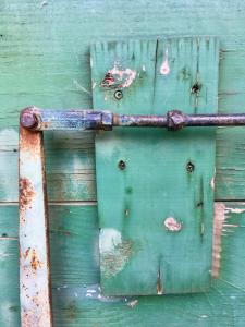 Distressed textures: metal and turquoise wood